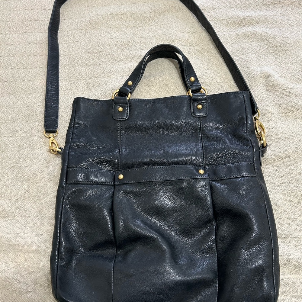 Elegant Black Leather Tote Bag